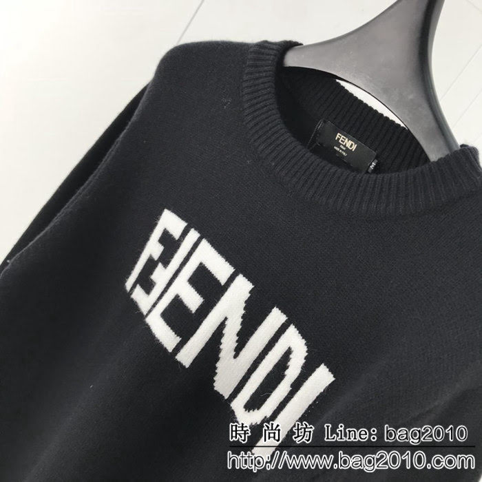 FENDI芬迪 18ss秋冬新款毛衣 簡約字母提花logo 採用羊毛混紡面料 高版本男女同款 ydi2316